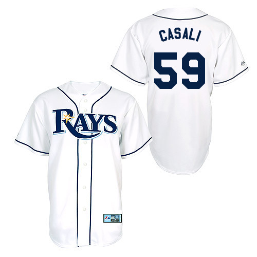 Curt Casali #59 Youth Baseball Jersey-Tampa Bay Rays Authentic Home White Cool Base MLB Jersey